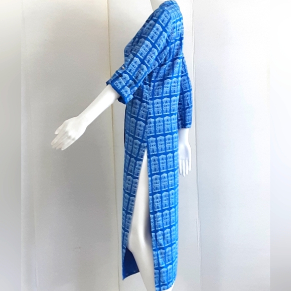 WFORWOMAN Kurta Mandarin Collar Building Print Button Down Tunic Top Sz 10 - Picture 5 of 8